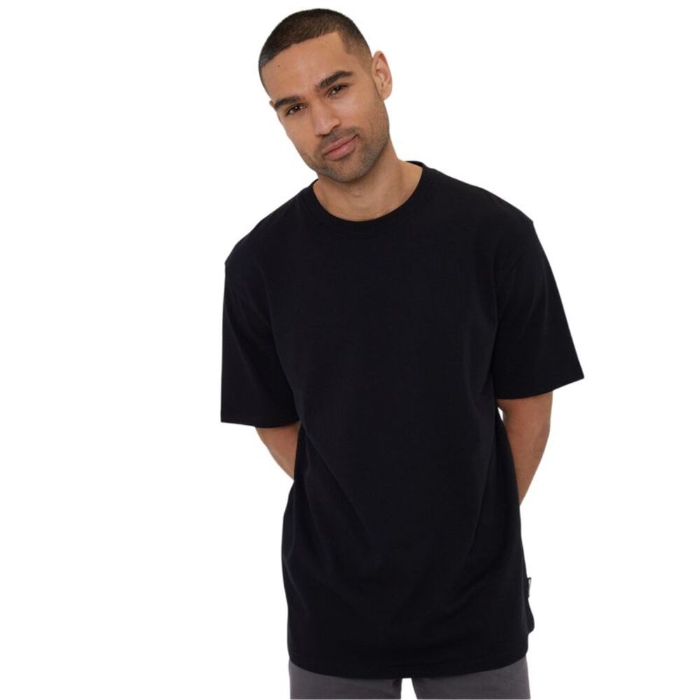 Threadbare Mens Waffle Regular T-Shirt / Black